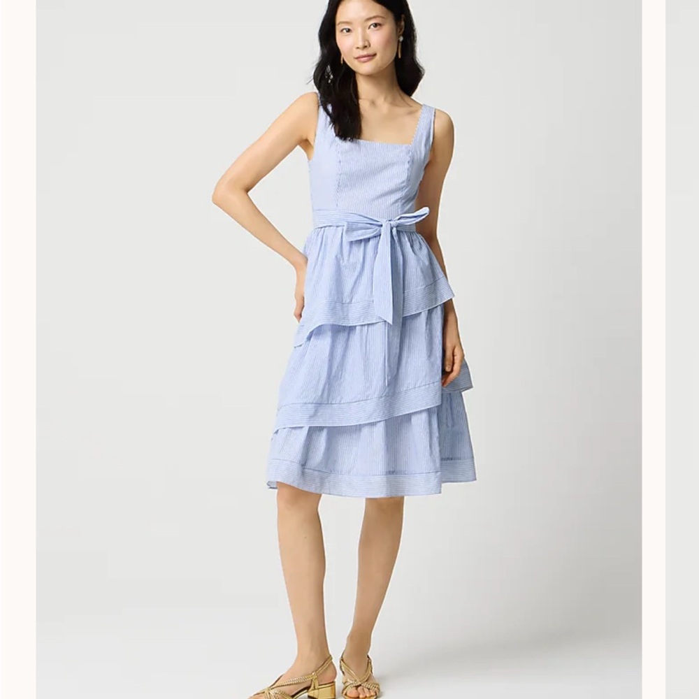 NWT J Crew Blue and White Striped Dress - Picture 3 of 13